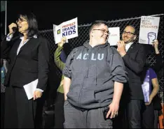  ?? THE NEW YORK TIMES ?? Gavin Grimm, a transgende­r boy whose suit against the Gloucester County, Va., school board is going before the Supreme Court, is cheered on during a protest outside the White House on Wednesday.