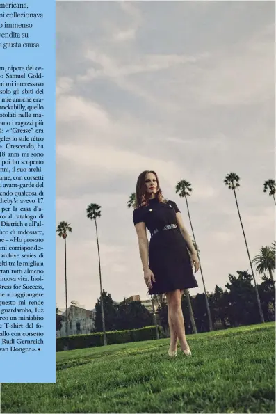  ??  ?? Liz Goldwyn (42 anni a dicembre) in minidress Courrèges, uno dei 300 pezzi tra abiti e accessori in vendita su vestiairec­ollective.com. È stata editor di The New York Times Magazine e Vanity Fair tra gli altri, ed è anche regista e scrittrice. Il suo ultimo libro è Sporting Guide (Regan Arts, 2015).