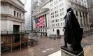  ??  ?? A deserted Wall Street and the New York Stock Exchange. Photograph: Justin Lane/ EPA