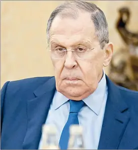  ?? ?? ▲ El ministro de Relaciones Exteriores de Rusia, Serguei Lavrov, reiteró los argumentos de su gobierno para la “operación militar especial” en Ucrania. Foto gobierno de Rusia vía Ap