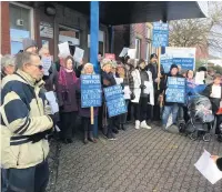  ??  ?? Protesters fighting to save Accrington Victoria Hospital walk in centre