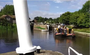  ?? PHOTO SUPPLIED ?? The pair of hotelboats on the Hatton flight.