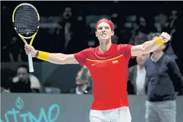  ?? REUTERS ?? Spain’s Rafael Nadal celebrates during his group stage match against Russia’s Karen Khachanov.