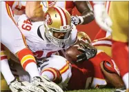  ?? REED HOFFMANN ?? San Francisco 49ers running back Matt Breida (49) during the first half of an NFL preseason football game in Kansas City, Mo., Aug. 11.