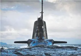  ??  ?? British nuclear-powered attack submarine.Picture: MOD CROWN COPYRIGHT