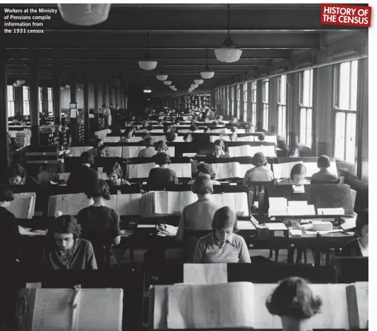  ??  ?? Workers at the Ministry of Pensions compile informatio­n from the 1931 census
HISTORY OF THE CENSUS