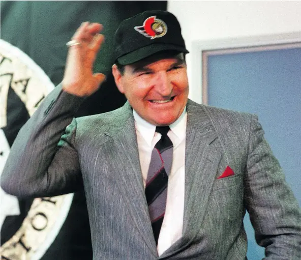  ?? — ROD MACIVOR/OTTAWA CITIZEN FILES ?? John Ferguson Sr., then the Senators’ director of player personnel, insisted the club take a chance on Daniel Alfredsson with its sixth-round pick in 1994 (No. 133 overall). Alfredsson went on to collect 1,157 points in 1,246 career games.