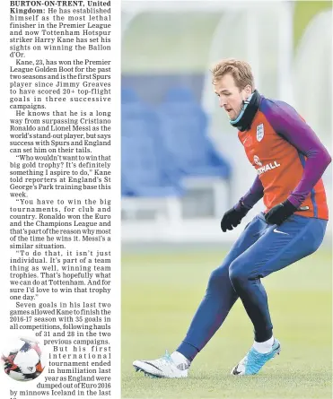  ??  ?? England’s Harry Kane during training. — Reuters photo