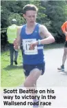  ??  ?? Scott Beattie on his way to victory in the Wallsend road race