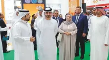  ?? ?? Shaikh Mansoor Bin Mohammad Bin Rashid Al Maktoum, Vice-Chairman of Dubai Academic Health Corporatio­n, visits Arab Health Exhibition and Congress 2023 yesterday.
