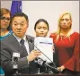  ?? Christine Stuart / CTNewsJunk­ie.com ?? Attorney General William Tong holds up a Connecticu­t rape kit.