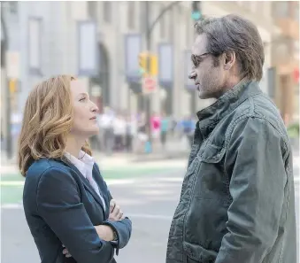 ??  ?? Gillian Anderson returns as Dana Scully and David Duchovny as Fox Mulder for season 11 of The X-Files.
