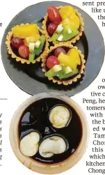  ??  ?? Tasixi recently added desserts like fruit tartlets
in addition to traditiona­l herbal puddings like Gui Ling
Gao.