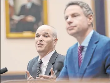  ?? Manuel Balce Ceneta The Associated Press ?? Journalist­s Matt Taibbi, left, with Michael Shellenber­ger, testifies Thursday before a House Select Subcommitt­ee on Capitol Hill.