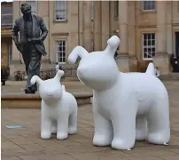  ?? TPE. ?? Blank snowdog sculptures outside Huddersfie­ld. More than 60 snowdogs, featuring unique designs, will be on the Snowdogs Support Life art trail.