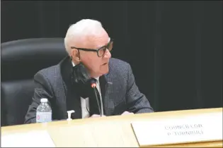  ?? NEWS PHOTO COLLIN GALLANT ?? Coun. Phil Turnbull speaks during the Dec. 2 meeting of City Council. The two-term council member has announced he will seek re-election when Hatters head to the polls this October.