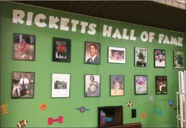  ?? MEDIANEWS GROUP FILE PHOTO ?? The Hall of Fame wall illustrate­s the Ricketts Community Center’s long history of spurring Pottstown residents on to fame and success.