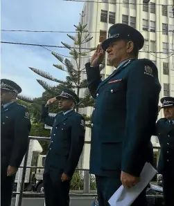  ?? AMBER-LEIGH WOOLF/STUFF ?? Deputy Commission­er Wally Haumaha saluting in Wellington yesterday.