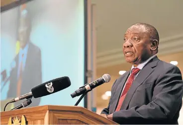  ??  ?? Time to reflect: Deputy President Cyril Ramaphosa delivers the keynote address at the 22nd annual summit of the National Economic Developmen­t and Labour Council at Emperors Palace Convention Centre in Kempton Park on Friday.