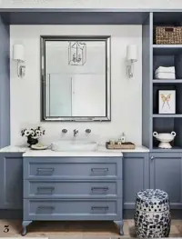  ?? ?? 3. A Villeroy & Boch basin and Barbara Barry ‘Clout’ sconces from Laura Kincade in the boys’ bathroom. 3