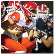  ?? (Special to NWA Democrat-Gazette/ David Beach) ?? North Little Rock will have to find a way to stop Cabot quarterbac­k Tyler Gee when the teams meet tonight in a Class 7A semifinal at Charging Wildcat Stadium. Gee has thrown for 2,912 yards and 30 touchdowns to lead the Panthers this season.