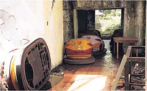  ??  ?? Some of the bumper cars that the Jireh Adventure Park hopes to convert to alternate energy-powered rides stored inside the Temple Hall Estate Great House.