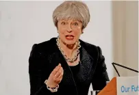  ?? Reuters ?? Britain’s Prime Minister Theresa May makes a speech about her vision for Brexit at Mansion House in London on Friday. —