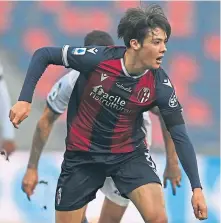  ??  ?? Aaron Hickey in Serie A action for Bologna