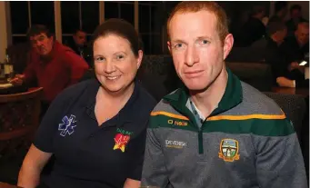  ??  ?? Helen Herron and Peter Hearty at the Duleek First Responders Table Quiz in the Carranstow­n Lodge.