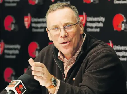  ?? THE ASSOCIATED PRESS ?? John Dorsey says personnel choices dictated by Sashi Brown’s reliance on analytics are to blame for the Browns’ futility.