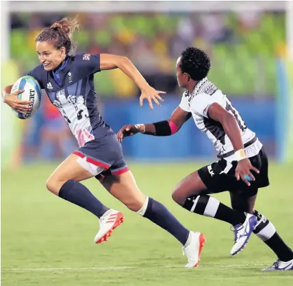  ??  ?? Jasmine Joyce in full flight against Fiji in the Olympic Games