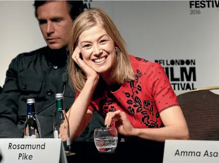  ??  ?? Rosamund Pike believes you become sillier and more youthful as you get older, maybe, because you’re over all your anxieties.