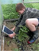  ?? LIAM COURTENAY/STUFF ?? Zeb Healy, 13, has invented a climate control system for a greenhouse.