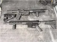  ?? Courtesy/ Gov. Ned Lamont's office ?? Two examples of rimfire rifles that were designed to evade Connecticu­t's ban on military-style weapons, according to State Police.