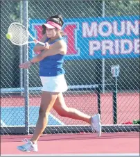  ?? File photo ?? Mount senior No. 1 singles player Ally Romano won the final home match of her career Tuesday, but visiting Cumberland left Logee Street with a 5-2 Division I victory.