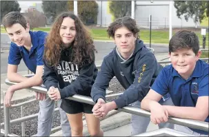  ??  ?? BACK IN THE SWIM OF THINGS: Horsham swimmers, from left, Jack Lanyon, Claudia Lanyon, Deacon Briggs and Chase Briggs are keen to resume training for the upcoming season. They will compete for Ballarat Gold Swimming Club. Picture: PAUL CARRACHER