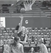  ?? LEE ATHLETICS ?? Lee’s Carrie Cheeks (32) goes up for a shot during a game earlier this season.