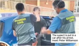  ??  ?? The supect is put in a car after his arrest. Inset: Peter Williamson