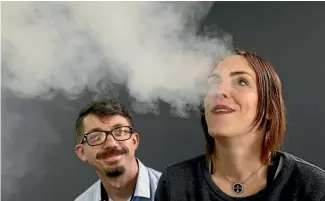  ?? PHOTO: JOHN BISSET/STUFF ?? Vapourium operations manager Joseph Rennie and area manager Megan Broad have opened a vaping store in Timaru.