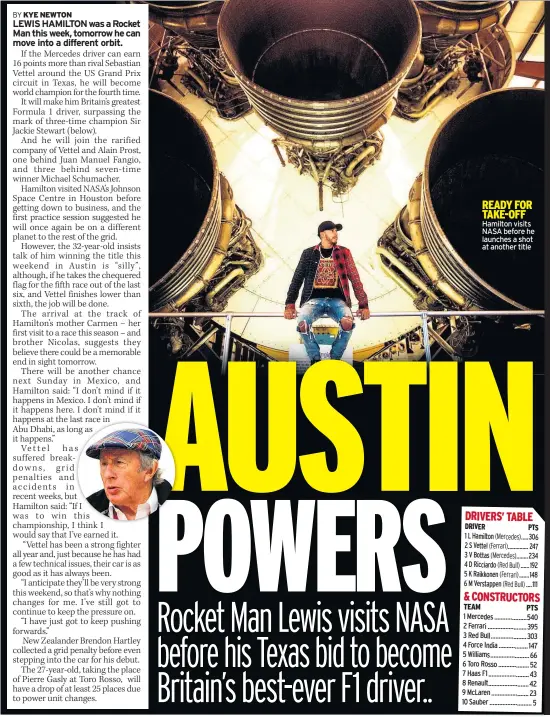  ??  ?? Hamilton visits NASA before he launches a shot at another title