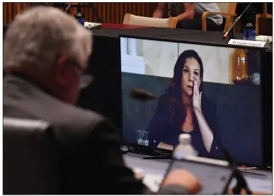  ?? (AP/AAP Image/Mick Tsikas) ?? Mel Silva, managing director of Google Australia and New Zealand, appears on a video link during a Senate hearing in Australia on a proposal that would make technology companies pay for news content.