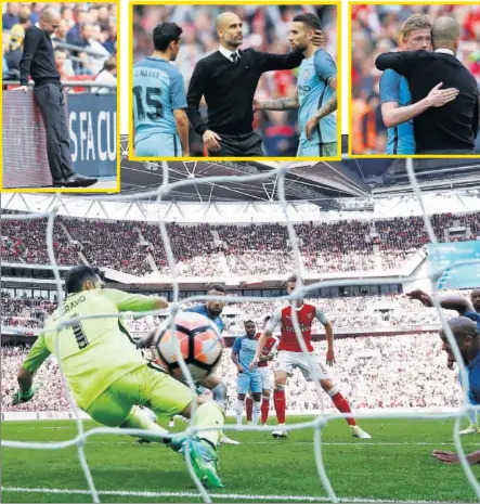  ??  ?? TRIUNFO. El delantero chileno Alexis Sánchez remata para marcar el gol de la victoria del Arsenal contra el Manchester City