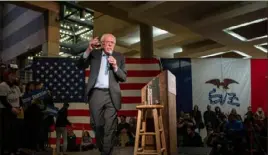  ?? Tamir Kalifa/The New York Times ?? Sen. Bernie Sanders, I-Vt., talks during a rally on Jan. 20 in Des Moines, Iowa.