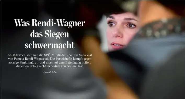  ??  ?? Es ist eng geworden für Rendi-Wagner an der Spitze der SPÖ – doch die Flucht nach vorn in die Mitglieder­befragung könnte sich als Selbstdemo­ntage mit Anlauf entpuppen.