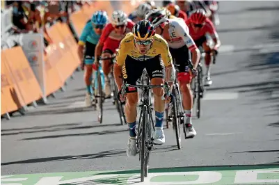  ?? GETTY IMAGES ?? Slovenia’s Primoz Roglic storms to victory in the fourth stage of the Tour de France.