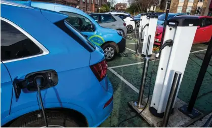  ?? MacLeod/The Guardian ?? In seven years 80% of new cars must be fully electric or another alternativ­e, the Department for Transport has said. Photograph: Murdo