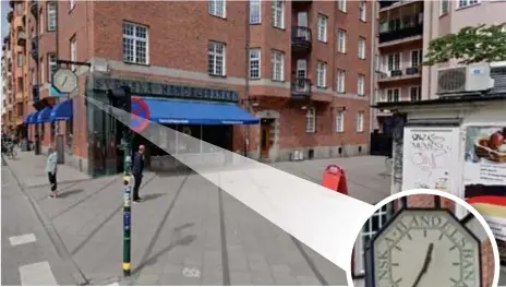  ?? FOTO: GOOGLE MAPS ?? HEJ DÅ. På uret stod ”Svenska Handelsban­ken 1871”.