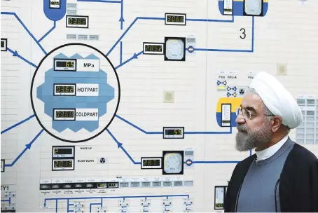  ?? AFP/File ?? President Hassan Rouhani visits the control room of the Bushehr nuclear power plant in the Gulf port city of Bushehr.