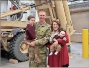  ?? Photo contribute­d by Justin Webb ?? Capt. Justin Webb stands with his wife, Sadie Webb, and their sons Carson and Eli Webb at the Alpha Battery, 2nd Air Defense Artillery Regiment’s Change of Command Ceremony.