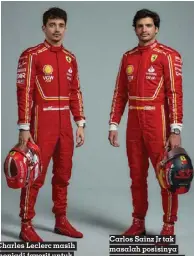  ?? ?? Charles Leclerc masih menjadi favorit untuk membendung dominasi Max Verstappen tahun ini.
Carlos Sainz Jr tak masalah posisinya di Ferrari digantikan Lewis Hamilton musim depan